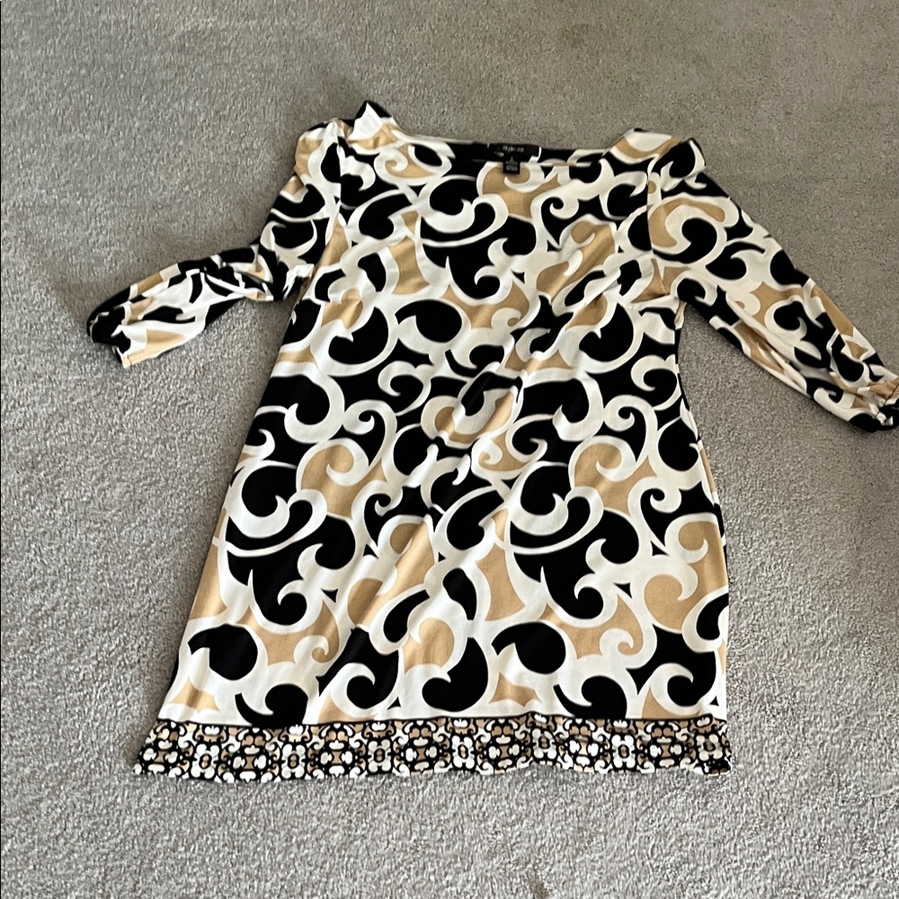 Style & Co. Black and Cream Swirl Dress